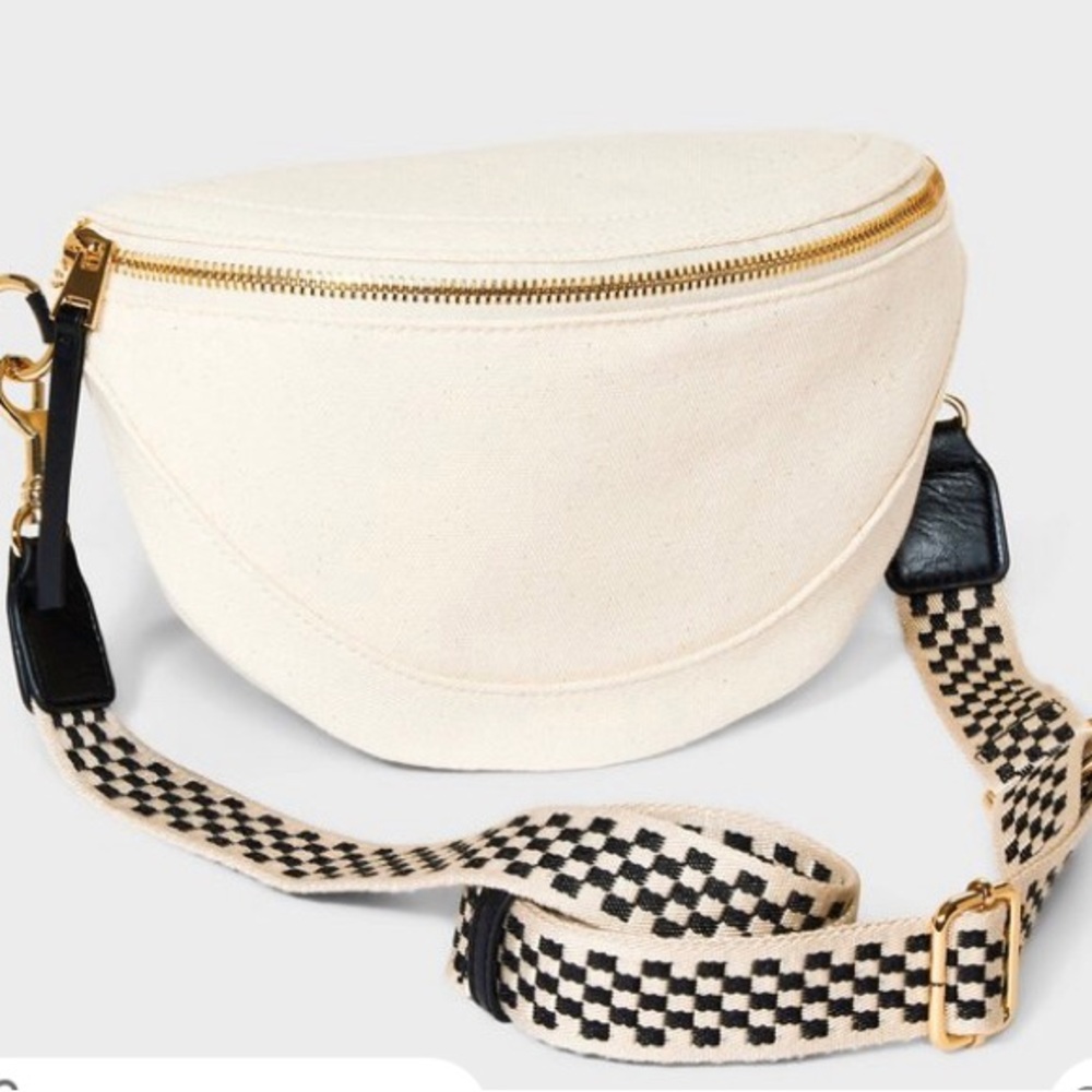 Universal Thread Cream Crossbody Bag with Checkered Strap, NWT
